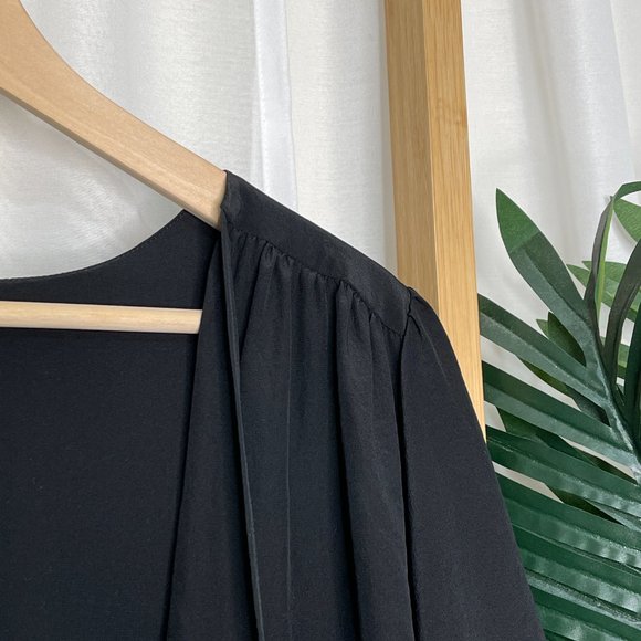 Gorman Black Draped Jacket Size M Short Sleeve Gathered Open Evening Womens - Picture 4 of 10